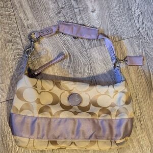 Coach Tan and Lavender Shoulder Bag